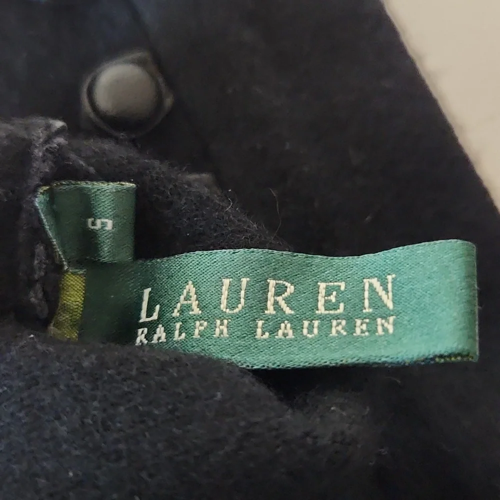 Lauren Ralph Lauren Wool & Cashmere Gloves with Button Detail Black Size Small